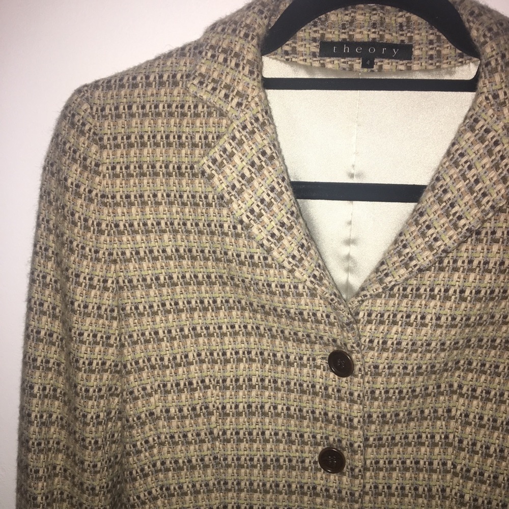 Theory Supersoft Tweed Cropped Blazer EUC
